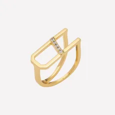Ariella Chunky Initial Ring - Rhodium Plated Brass 8 Ariella Chunky Initial Ring - Rhodium Plated Brass 8