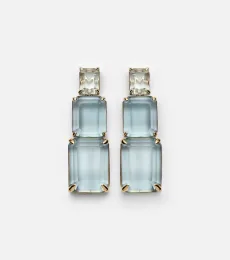 Arithmetic Composition 14kt gold drop earrings with topaz