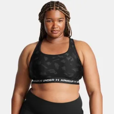 Armour® Mid Crossback Print Womens Sports Bra Black / Anthracite / White 1X Armour® Mid Crossback Print Womens Sports Bra Black / Anthracite / White 1X