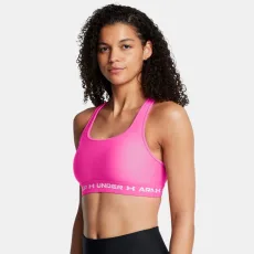 Armour® Mid Crossback Womens Sports Bra Rebel Pink / Rebel Pink / White Armour® Mid Crossback Womens Sports Bra Rebel Pink / Rebel Pink / White