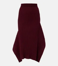 Asymmetric ribbed-knit midi skirt Asymmetric ribbed-knit midi skirt
