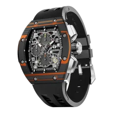 Atomic TB8214CF-orange black Men's Fashion Watch, tonneau-style, carbon fiber bezel and interchangeable accessories, 316L stainless steel case, 10ATM water resistance, high-quality Grade A luminescent coating Atomic TB8214CF-orange black Men's Fashion Watch, tonneau-style, carbon fiber bezel and interchangeable accessories, 316L stainless steel case, 10ATM water resistance, high-quality Grade A luminescent coating