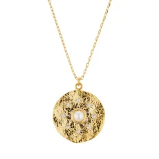 August Woods Gold Pearl Star Disc Necklace August Woods Gold Pearl Star Disc Necklace