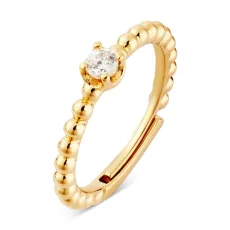 August Woods Gold Solitaire Adjustable Beaded Ring - Gold