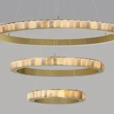 Avalon Triple - Ceiling Mounting Plate Chandelier satin brass with honed alabaster
