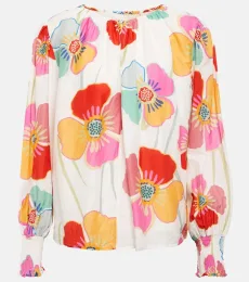 Avery floral cotton and silk blouse