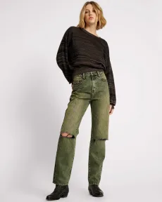 Awesome Baggies High Waist Straight Leg Denim Jeans - Black Khaki Size 33 Awesome Baggies High Waist Straight Leg Denim Jeans - Black Khaki Size 33