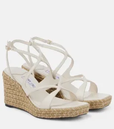 Ayla 85 leather espadrille wedges
