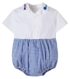 Baby checked cotton-blend playsuit