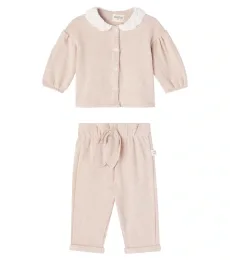 Baby cotton-blend cardigan and sweatpants set Baby cotton-blend cardigan and sweatpants set