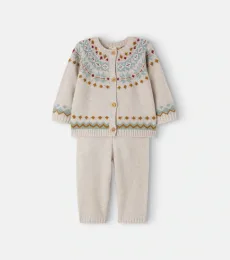 Baby Toudou Scone wool-blend cardigan and pants set