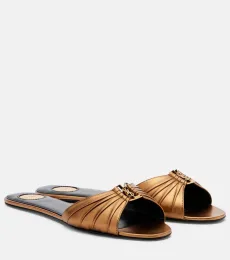 Babylone metallic leather slides Babylone metallic leather slides