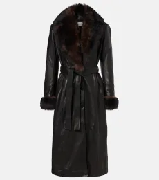 Baez shearling-trimmed leather coat