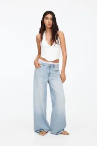 Baggy Jeans With Waistband Detail - Pale blue Baggy Jeans With Waistband Detail - Pale blue