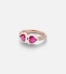 Bague en or rose 18 ct, rubis et diamants Bague en or rose 18 ct, rubis et diamants