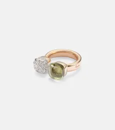 Bague Nudo en or rose et blanc 18 ct, diamants et prasiolite Bague Nudo en or rose et blanc 18 ct, diamants et prasiolite