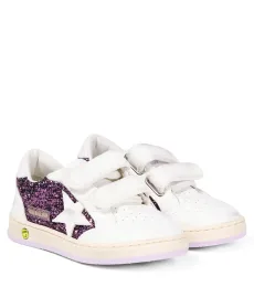 Ball Star glitter and leather sneakers