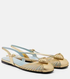 Ballerines slingback Cœur Royal en cuir métallisé