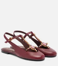 Ballerines slingback en cuir à ornements Ballerines slingback en cuir à ornements