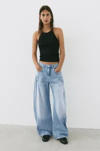 Balloon Baggy Jeans With Seam Detail Balloon Baggy Jeans With Seam Detail