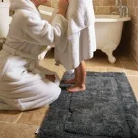 Bamboo Border Graphite Bathmat