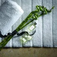 Bamboo Stripe White Bathmat
