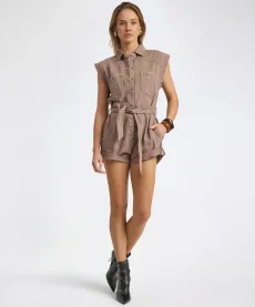 Bandit Aviator Mini Denim Jumpsuit - Espresso Brown, SML Bandit Aviator Mini Denim Jumpsuit - Espresso Brown, SML