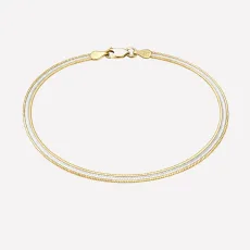 Barbara Two-Tone Diamond-Cut Herringbone Bracelet - 7 18k Gold Plated Silver Barbara Two-Tone Diamond-Cut Herringbone Bracelet - 7 18k Gold Plated Silver