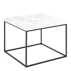 Barossa Large Square Coffee Table White Marble Effect Black