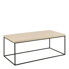 Barossa Rectangular Coffee Table Light Oak Top Black Base