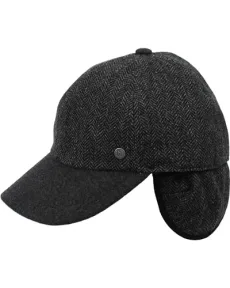 baseball cap for men - cap with herringbone pattern and earflaps - Size 55-62