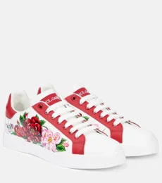 Baskets en cuir à fleurs Baskets en cuir à fleurs