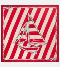 Bateau Corde printed silk scarf