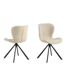 Batilda Swivel Dining Chairs In Cream Fabic Set Of