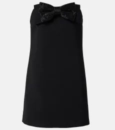 Beaded bow-detail crêpe minidress Beaded bow-detail crêpe minidress