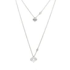 Beautiful Round And Cushion Cut Silver Necklace Beautiful Round And Cushion Cut Silver Necklace