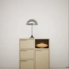 Bedside Table in Beige with Doors and Drawers