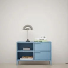 Bedside Table in Blue with Drawers and Backpanels