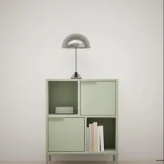 Bedside Table in Green with Doors and Backpanels