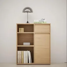 Bedside Table in Oak with Doors and Drawers