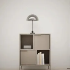 Bedside Table in Stone Grey with Doors and Backpanels