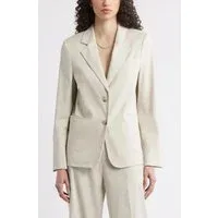 Beige 2 Piece Linen Double Button Business Casual Women Suit - US 12 Beige Beige 2 Piece Linen Double Button Business Casual Women Suit - US 12 Beige