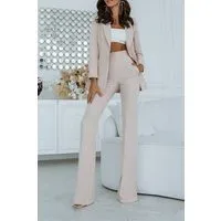 Beige 2 Piece Shawl Lapel Single Buttons Slim Fit Women Suit - US 12 Beige Beige 2 Piece Shawl Lapel Single Buttons Slim Fit Women Suit - US 12 Beige