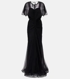 Bella gathered open back organza gown Bella gathered open back organza gown