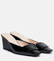 Belle Vivier 60 leather wedge mules