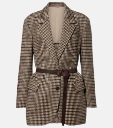 Belted checked wool and alpaca-blend jacket Belted checked wool and alpaca-blend jacket