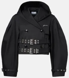 Belted cropped cotton jacket Belted cropped cotton jacket