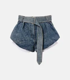 Belted denim shorts Belted denim shorts