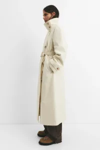 Belted Flowing Long Trench Coat - Vanilla