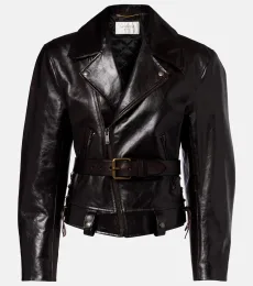 Belted leather biker jacket Belted leather biker jacket